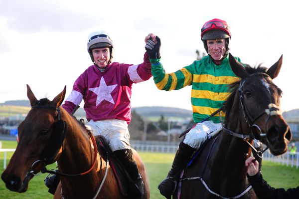 Edwulf and Derek O'Connor (right) are congratulated by Jack Kennedy 