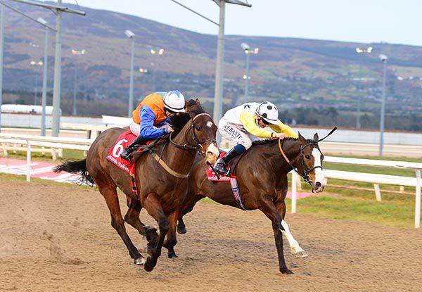 Plough Boy (nearest) is ridden out by Wayne Lordan to beat Oneoveryou