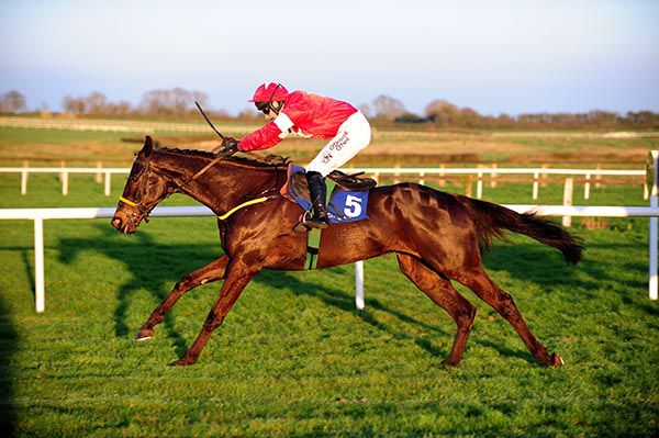 Dream Conti and Nina Carberry pictured on their way to victory