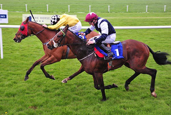 King Christophe and Chris Hayes hold on from Lucky Mistake and Shane Foley