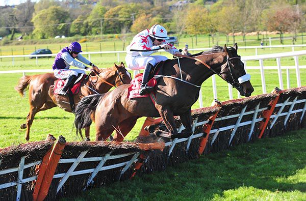Rideonastar jumps the last under Robbie Colgan