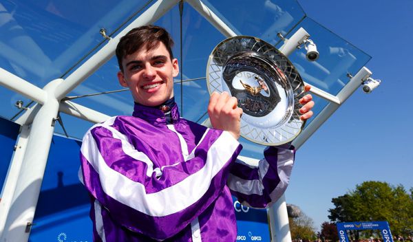 Donnacha O'Brien pictured after his 2000 Guineas win on Saxon Warrior