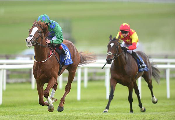 Carlo Biraghi pictured on his way to victory at the Curragh last month