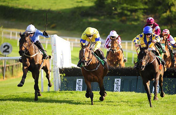 King Of Aran, left, thunders home after the last