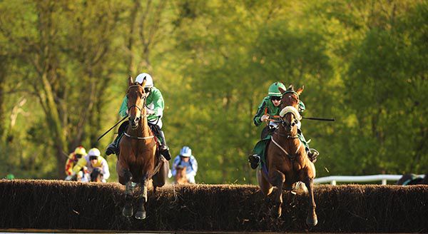 Whatsinthecorner (right) and Ri An Rian jump the last together