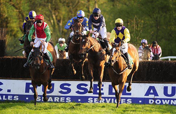 Dorkas (second from right) jumps the last under Luke Dempsey