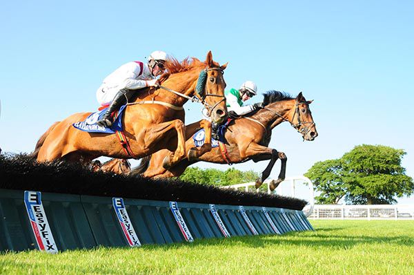 Oh'herewego (nearside) on his way to victory under Donagh Meyler