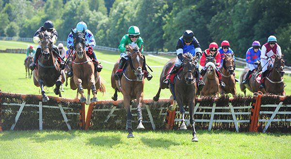 Black, white and blue silks, Dylan Robinson wins on Wild Desire