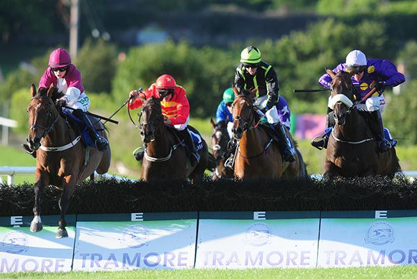 Mysloegin (left) leads them over the last