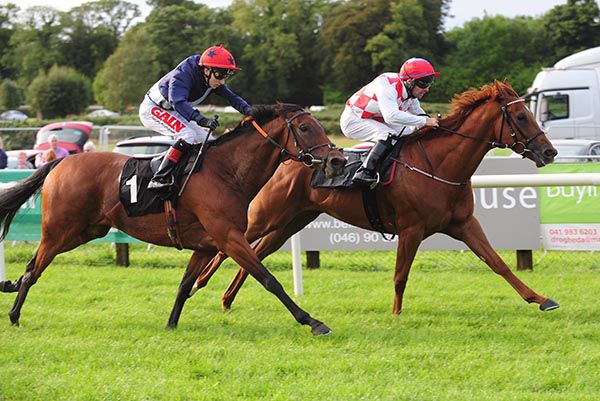 Takeachancejimmy (Rory Cleary) holds on from Fair Game (Andrew Slattery)