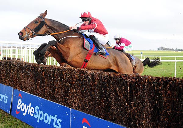 Alpha Des Obeaux (Davy Russell) wins the feature at Thurles