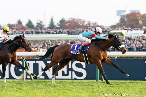 Almond Eye pictured on her way to victory in the Japan Cup