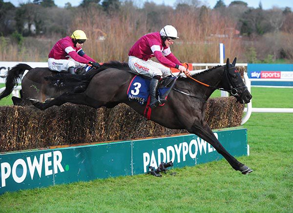 Delta Work (Davy Russell) winning the Grade 1 Neville Hotels Novice Chase at Leopardstown