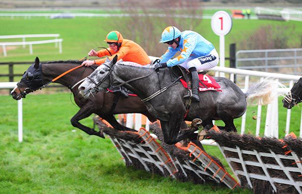 Bachasson (nearside) on the way to victory at Punchestown on Monday