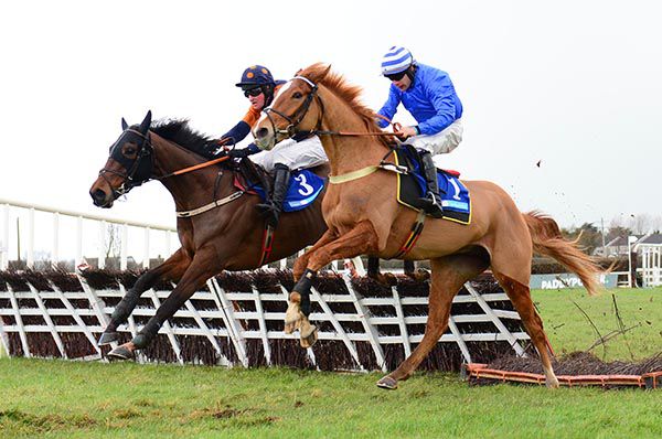 Advantage Point (nearside, Robbie Colgan) got the better of All For Joy (Barry Browne)