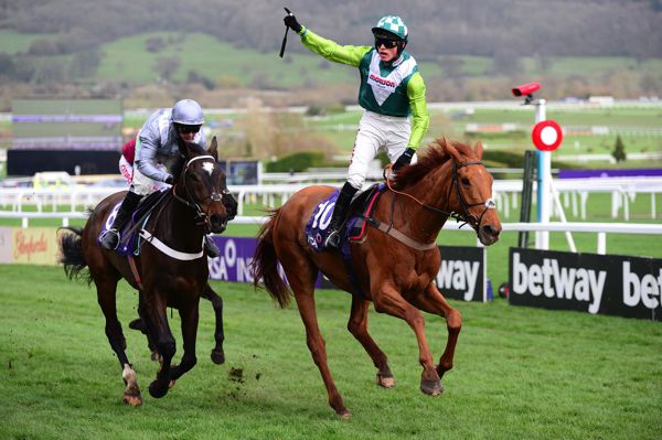 Topofthegame pictured on his way to victory at Cheltenham in March