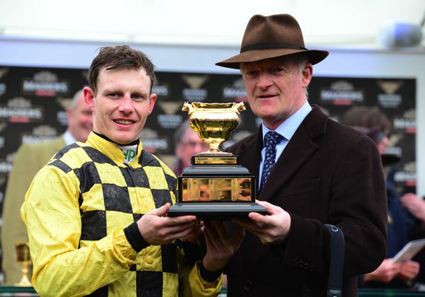 Paul Townend and Willie Mullins with the Cheltenham Gold Cup