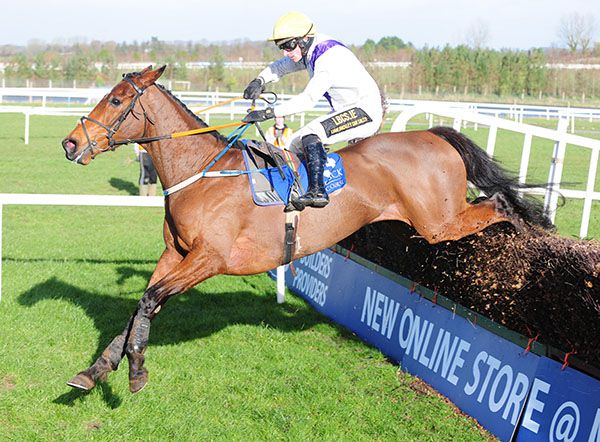 Moyhenna and Denis Hogan jump the last 