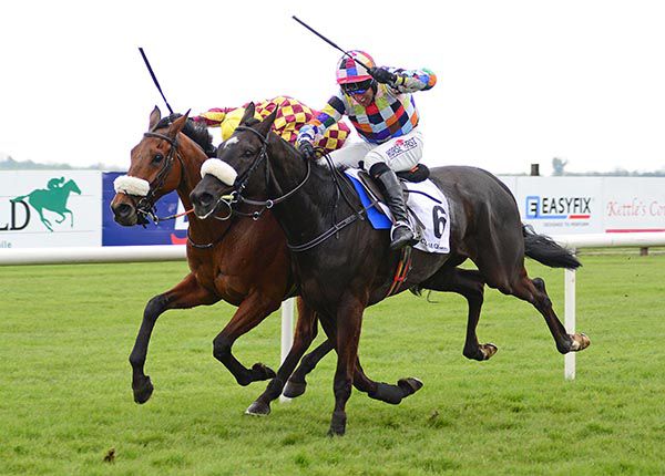 Discordantly (Robbie Power) just getting the better of La Tektor (far side)