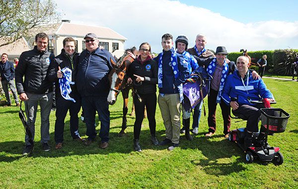 Colenso and JJ Slevin with the Miracle Cure Syndicate and trainer Pat Flavin 