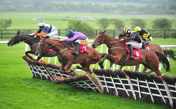 Stacks Mountain, near side, delivers his challenge over the last