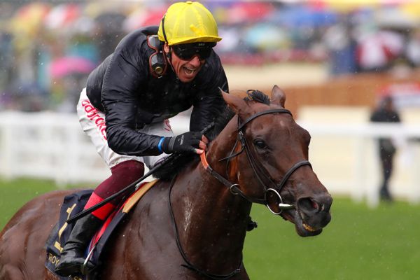 Crystal Ocean and Frankie Dettori after winning at Ascot