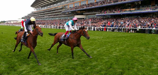 Enable (right) narrowly beating Crystal Ocean at Ascot