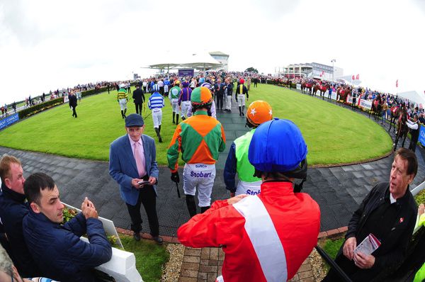 riders entering the parade ring at Galway