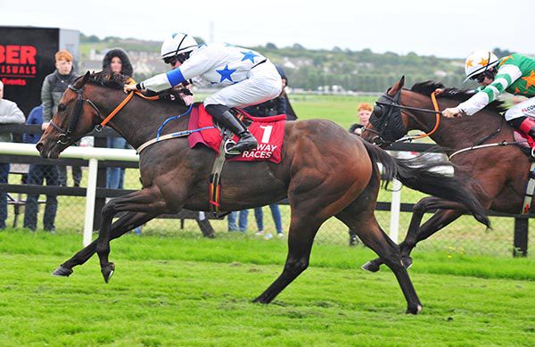 MAKE A CHALLENGE and Joey Sheridan (left) win at Galway.