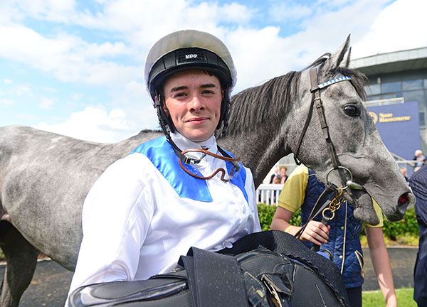 Sean Byrne pictured after riding his first winner on She's My Dream