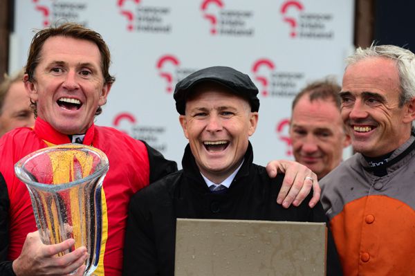 AP McCoy with Pat Smullen and Ruby Walsh after winning the Pat Smullen Champions Race for Cancer Trials Ireland 