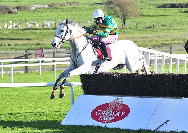 Portmore Lough and Mark Walsh jump the last