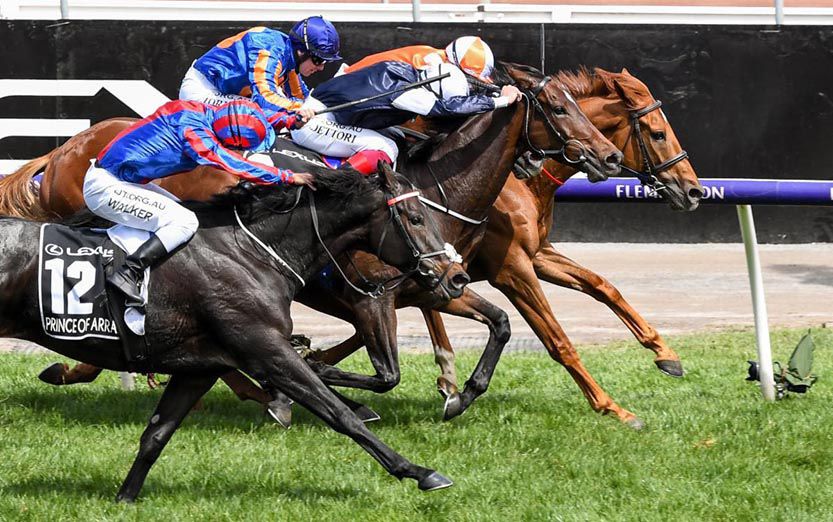 The Melbourne Cup finish saw Master Of Reality (white cap) demoted to fourth