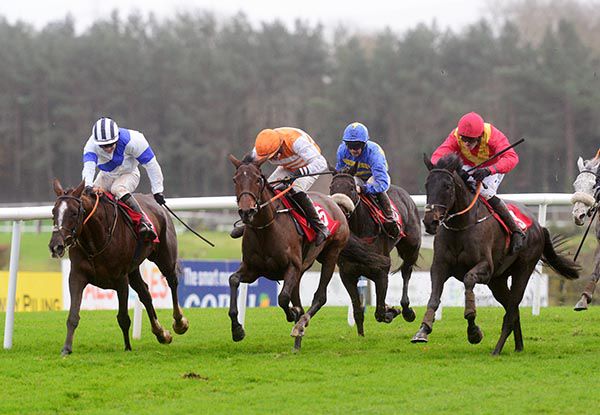 Red and yellow colours Ricky Doyle comes with his winning run on Howaya Aoife