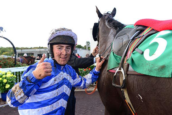 Jordan Gainford rides fancied newcomer Burn The Evidence in the bumper at Naas