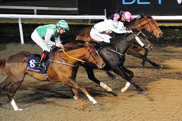 Enchanted One, centre, wins another close finish in Dundalk