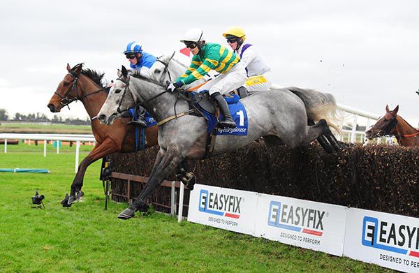 Demi Plie (near side) landed the mares' handicap chase under Aine O'Connor