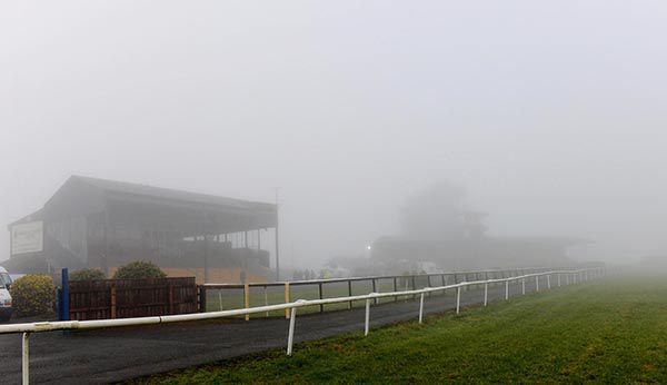 The foggy scene at Thurles Racecourse