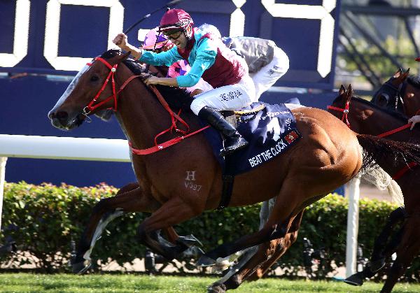 Joao Moreira and Beat The Clock win the LONGINES Hong Kong Sprint.