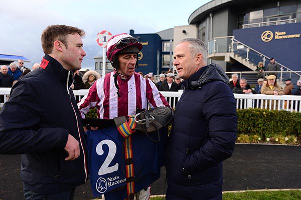 From left to right; Gearoid O'Loughlin, Davy Russell and Chris Jones pictured after the success of Cedarwood Road