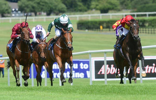 Sussex Garden and Shane Foley (centre) win from Hazel (right) and Perfect Sign