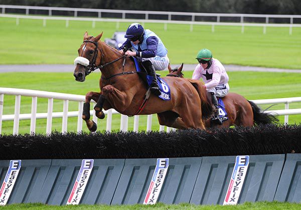 Heliers Bay and Sean O'Keeffe jump the last ahead of eventual third Yeats Encore