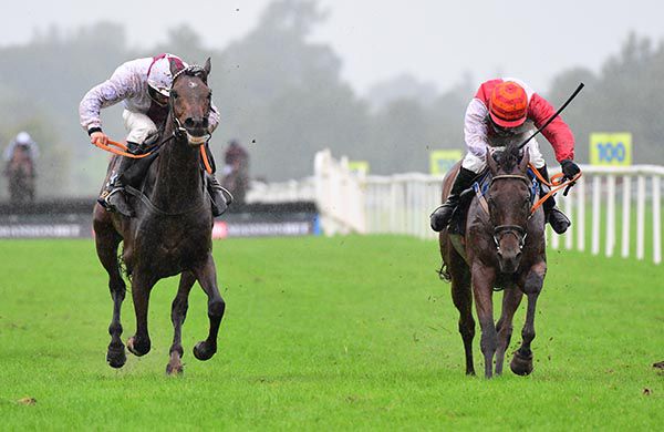 Heads up heads down as The Reaping Race and Conor McNamara (right) pip Minella Away