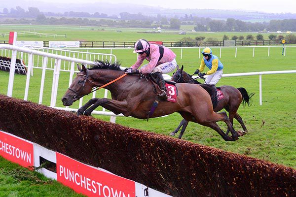 Line Out jumps the last with Cooldine Bog in behind