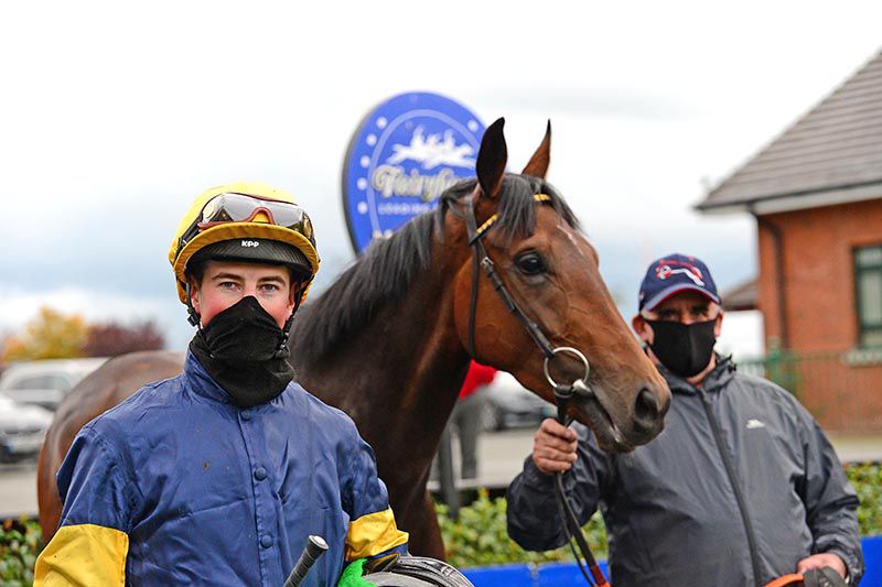 Easca Peasca and Ross Coakley with groom Seamus Bailey 
