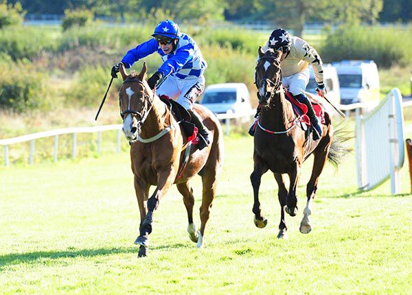 Important Message (right, Danny Hand up) chases down Resurrected Duke and J J Slevin