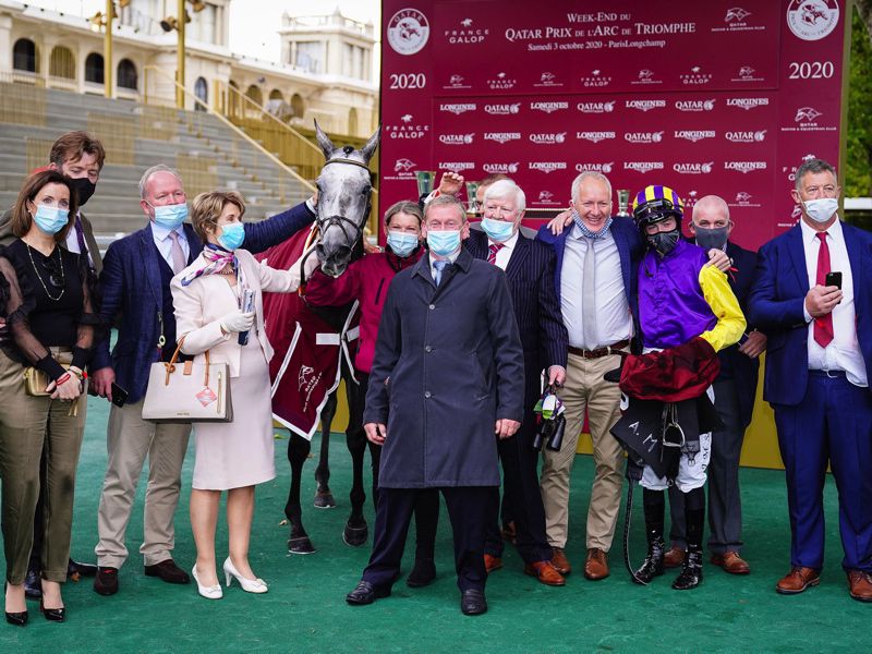 Princess Zoe with Tony Mullins (centre) and winning connections after the Prix du Cadran
