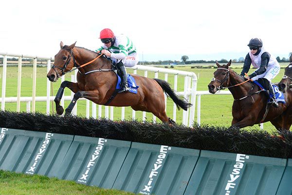 Queens Brook and Davy Russell clear the last from Gua Du Large (Rachael Blackmore)