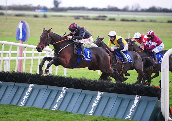 Wadiyatink Now and Jonathan Moore jump the last to win the penultimate race at Fairyhouse