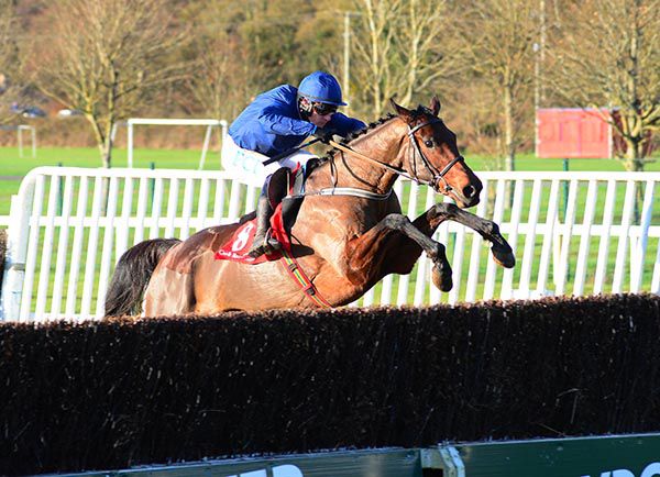 Yukon Lil and Paul Townend jump the last